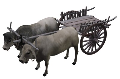 牛车 牛拉车 牛 奶牛公牛耕牛古代牛拉车马车古代