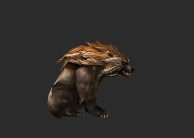 写实远古长毛熊带全套动画bip骨骼