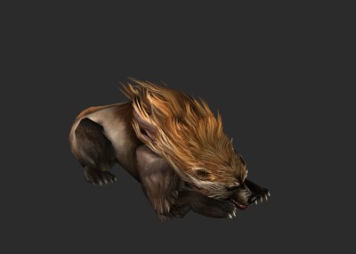 写实远古长毛熊带全套动画bip骨骼