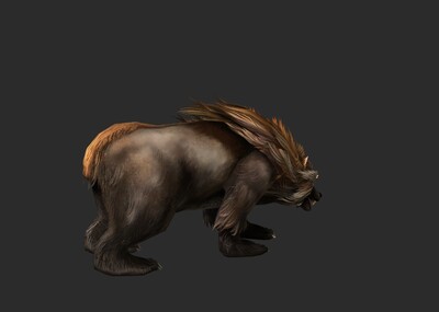 写实远古长毛熊带全套动画bip骨骼