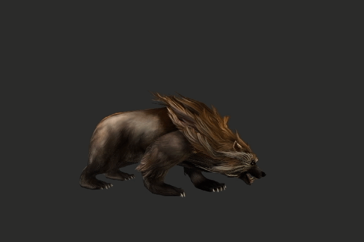 写实远古长毛熊带全套动画bip骨骼