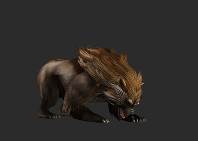 写实远古长毛熊带全套动画bip骨骼