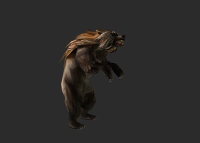 写实远古长毛熊带全套动画bip骨骼