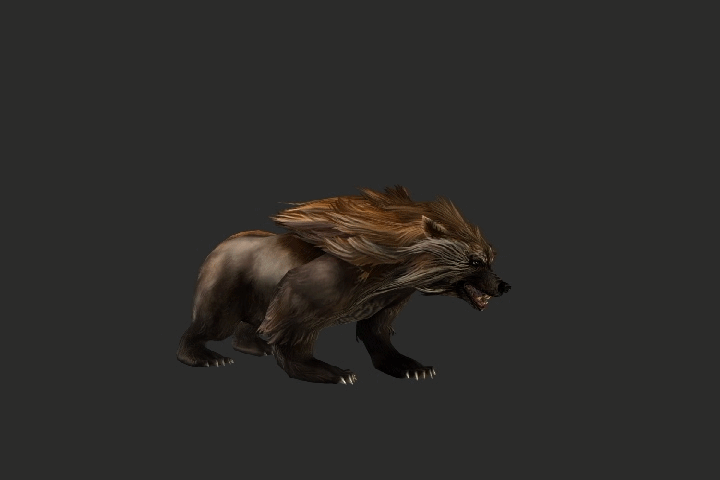 写实远古长毛熊带全套动画bip骨骼