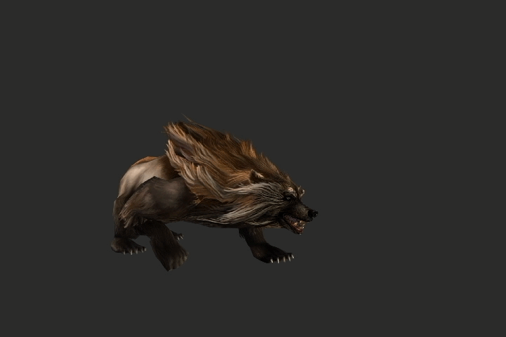 写实远古长毛熊带全套动画bip骨骼