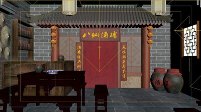 八仙酒楼模型_路人_贾作品_场景古代场景_cg模型网