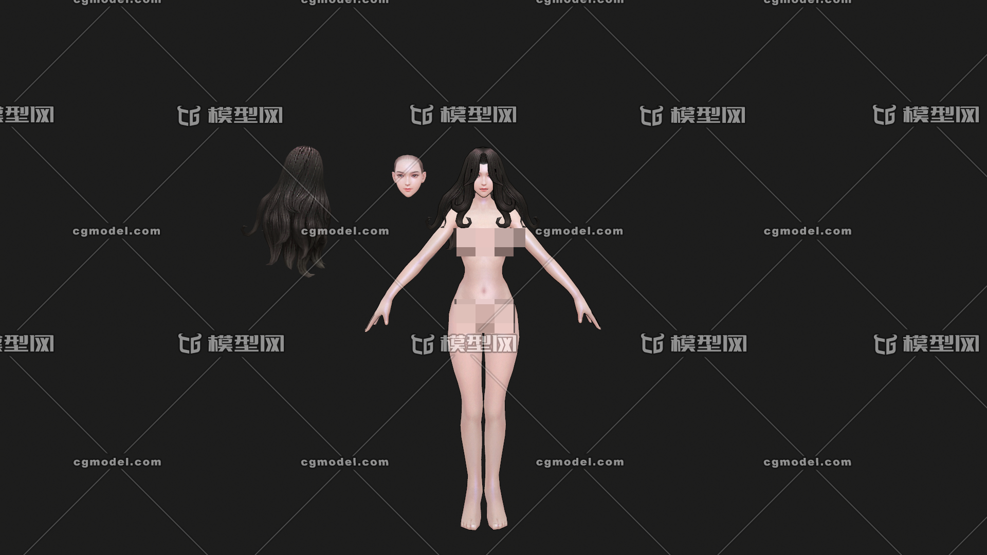 低模 手绘 女 裸模 美女 _island2008作品_人物女人_cg模型网