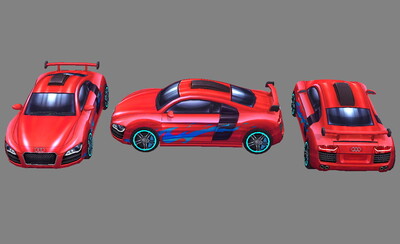 手绘 卡通 红色超跑 赛车 超级跑车 法拉利 方程式赛车 豪车 奥迪
