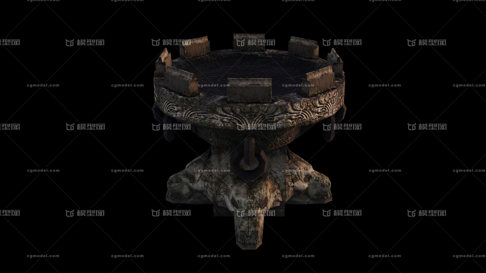 古代兽头火盆 石头火盆模型-其他模型库-FBX(.fbx)模型下载-cg模型网