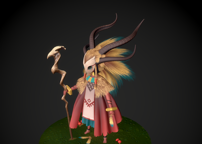 卡通远古部落祭司祭祀巫医酋长