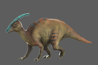 (有动画)副栉龙 写实恐龙 侏罗纪恐龙 有走路 观望 吃草动画