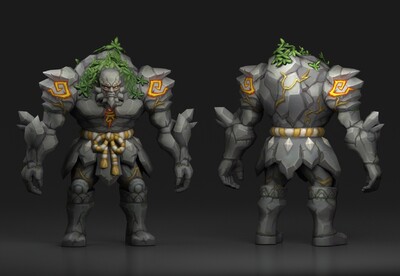 手绘石头人  巨兽  石头巨人  山岭巨人  石头怪  巨石  卡通动画游戏