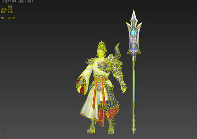 手绘 古装 男 武士 武将 战士 三叉戟_我爱天天向上作品_人物男人_cg