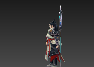 手绘 古装 男 武士 武将 战士 三叉戟_我爱天天向上作品_人物男人_cg