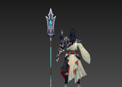 手绘 古装 男 武士 武将 战士 三叉戟_我爱天天向上作品_人物男人_cg