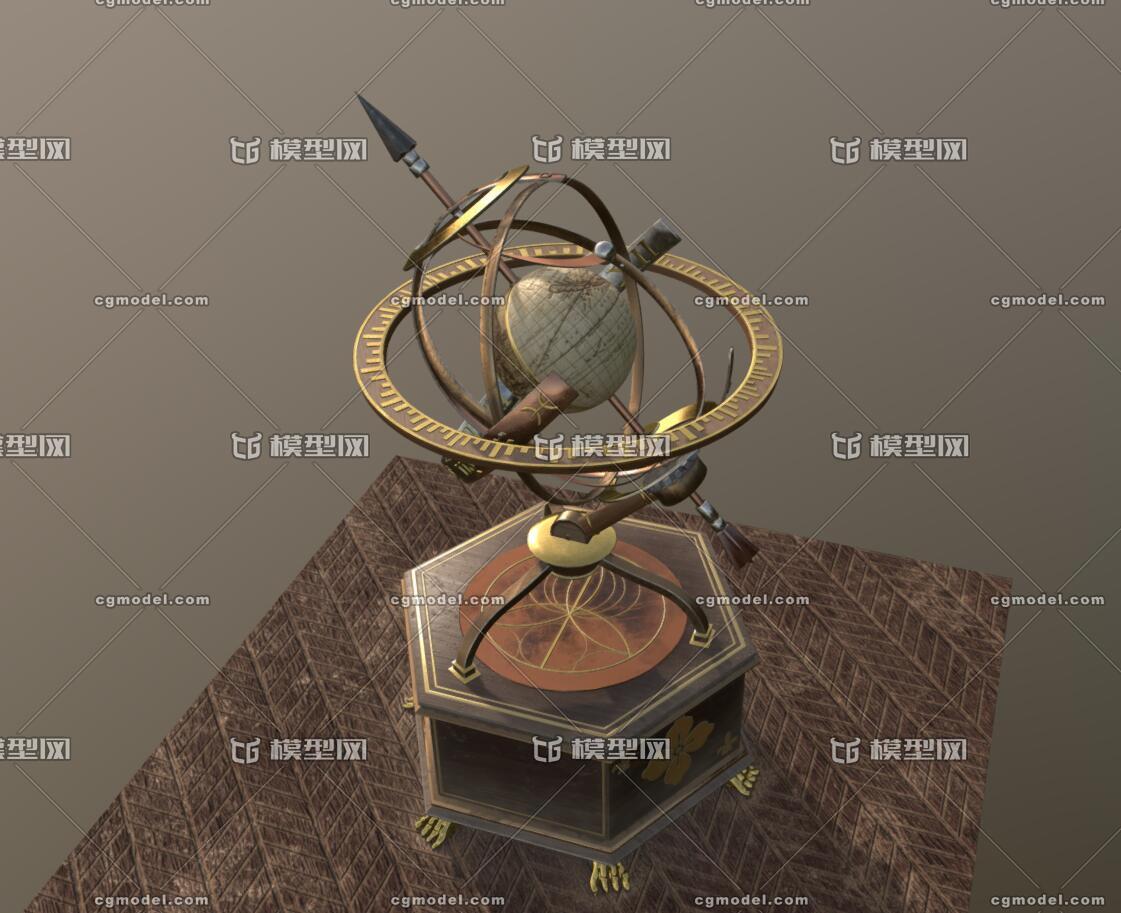 pbr次世代 浑天仪 星象仪 象限仪 天文仪器 仪表 风水道具 天文学