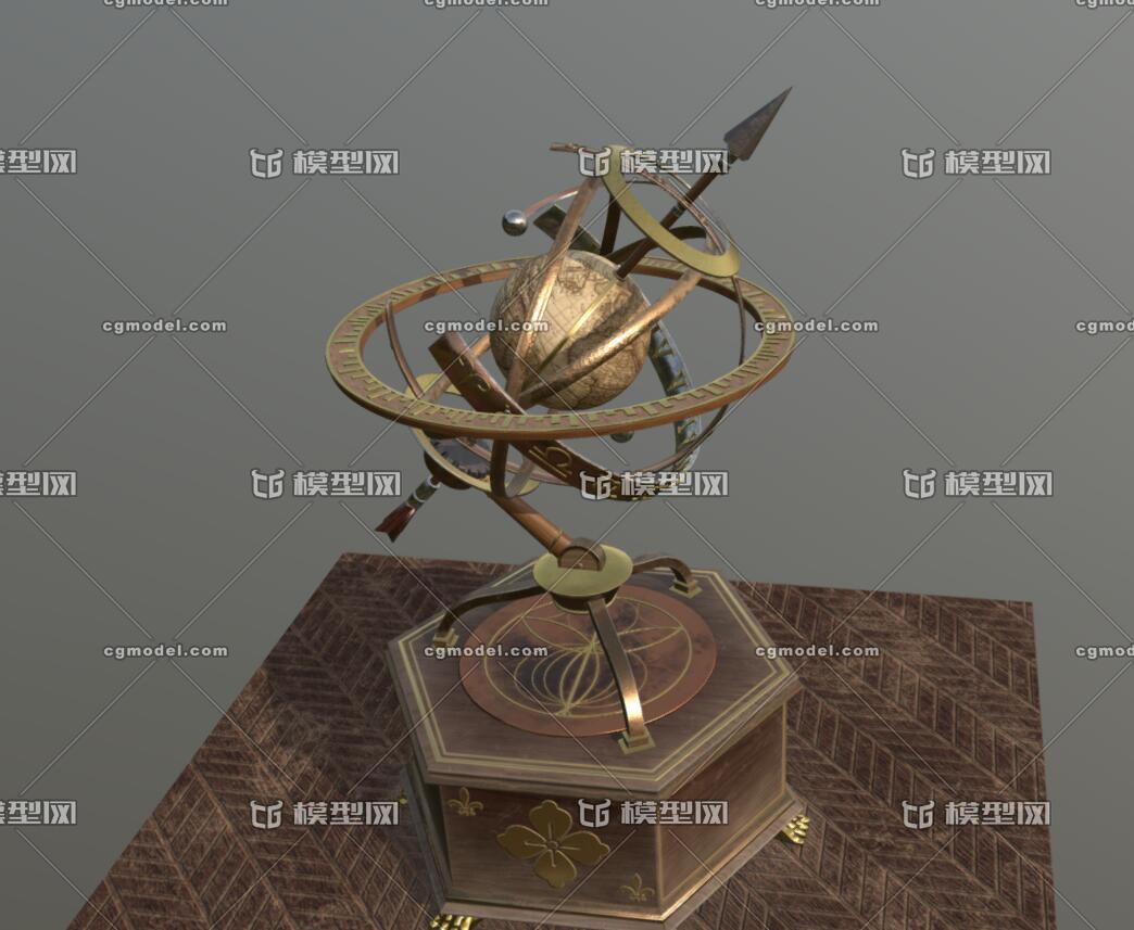 pbr次世代 浑天仪 星象仪 象限仪 天文仪器 仪表 风水