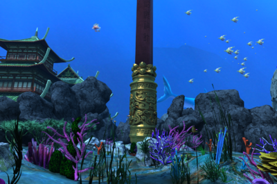 珊瑚礁 海底 海底龙宫 定海神针 金箍棒 鱼群 鲸鱼 海豚 东海龙宫