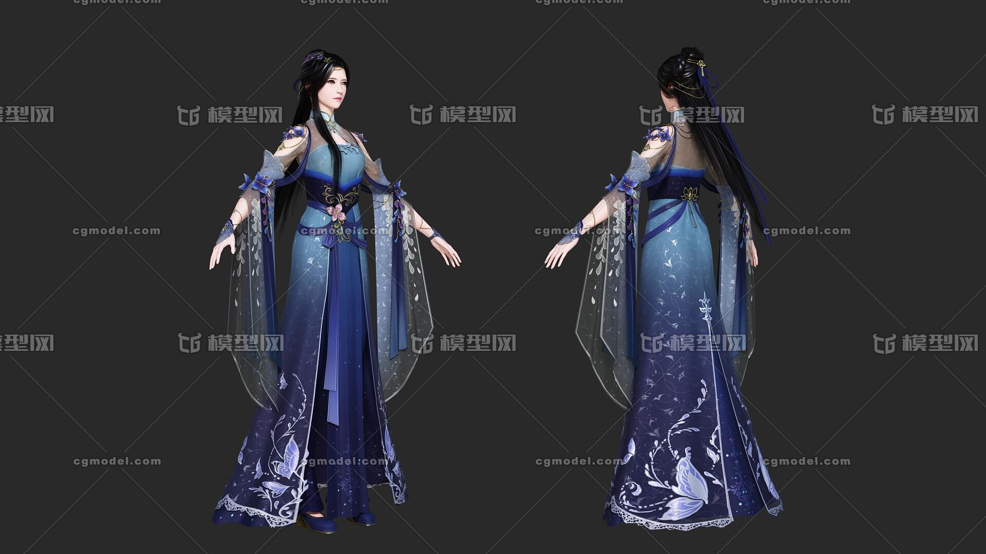 PBR次时代 汉服美女模型-女人模型库-3ds Max(.max)模型下载-cg模型网