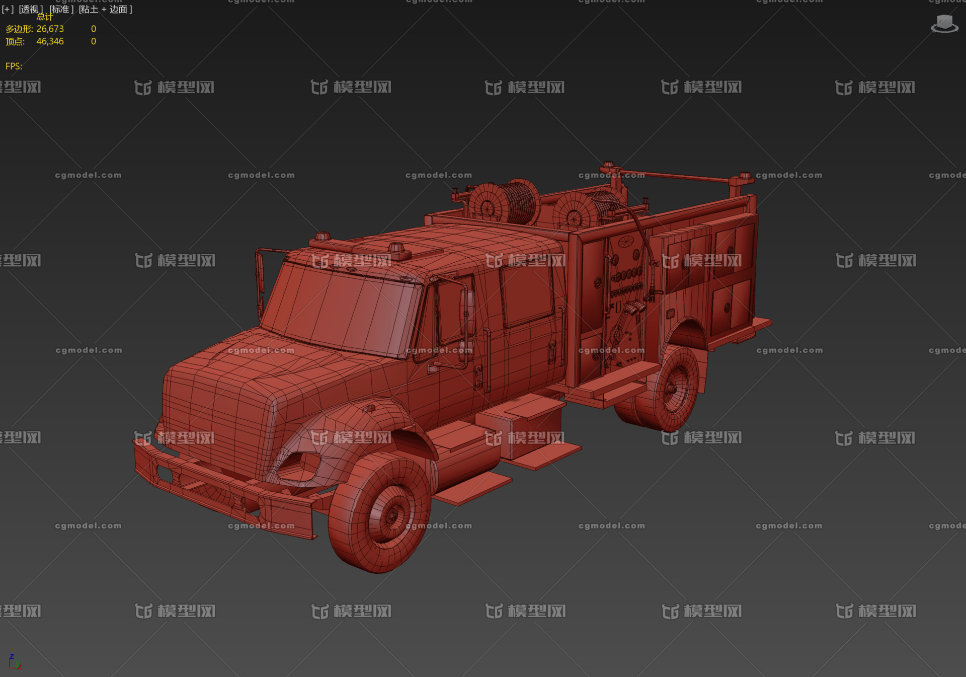 消防车 特殊车辆 公共车辆 Pbr黄色消防车 Cg模型网 Cgmodel 三维设计师交流互动平台 专注多品类3d模型下载 原创作品分享 软件学习