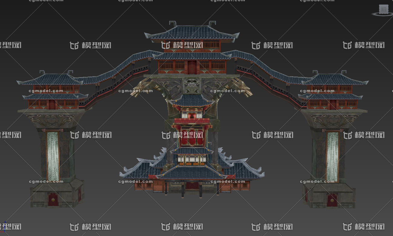 古代 城楼模型-历史建筑模型库-3ds Max(.max)模型下载-cg模型网