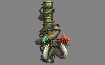 双头蛇 大蛇柱子 双生盘蛇 孪生盘蛇 禁锢蛇妖 火舌 毒蛇 封印石柱