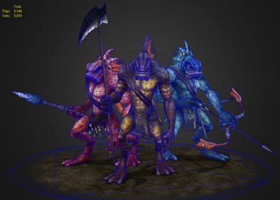 卡通 手绘 鱼人战士 弓箭手 长矛手 镰刀手 鱼头人