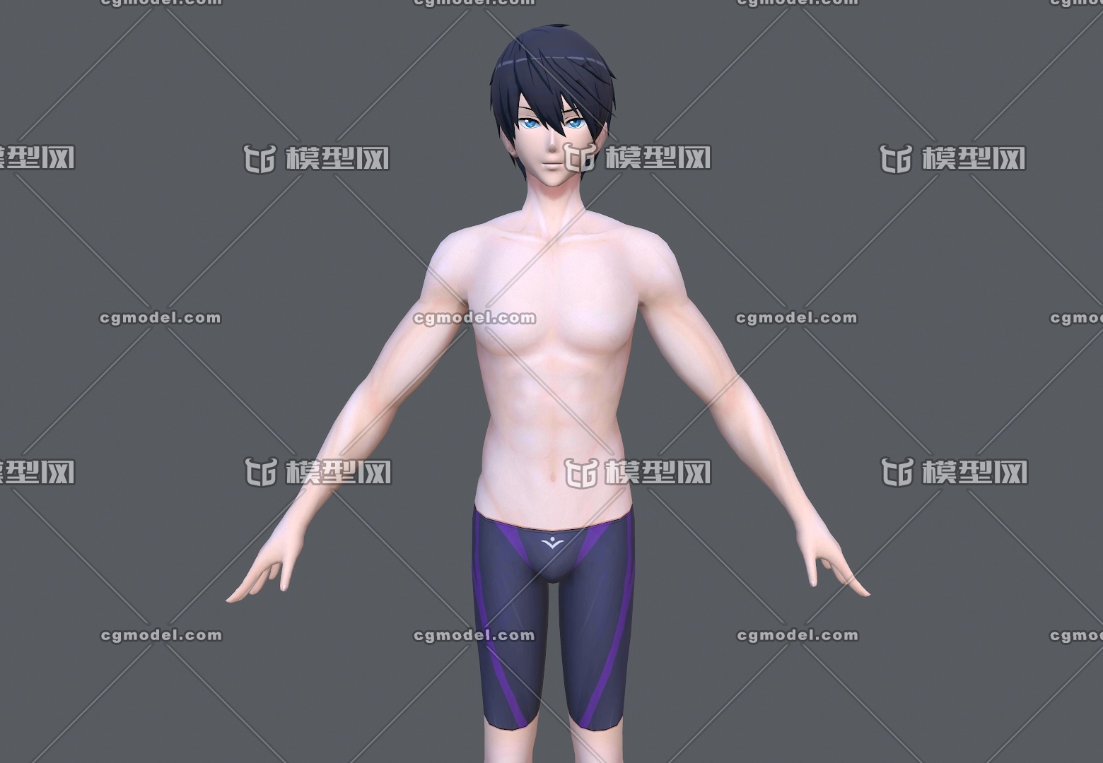 卡通 二次元 夏装帅哥 游泳健将 游泳男孩 动漫男孩-男人-人物-cgmt