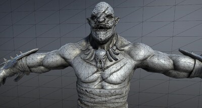 次世代 pbr 高质量 男性战士 狂战士 兽人 变异人 肌肉男 野蛮人 带