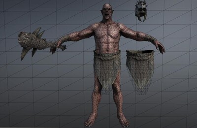 次世代 pbr 高质量 男性战士 狂战士 兽人 变异人 肌肉男 野蛮人 带