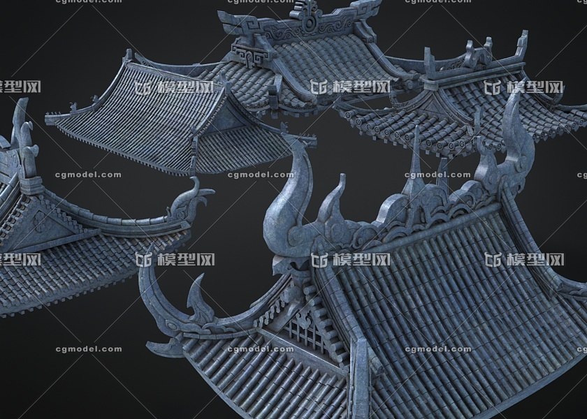 古建屋顶 中式顶模型-历史建筑模型库-3ds Max(.max)模型下载-cg模型网