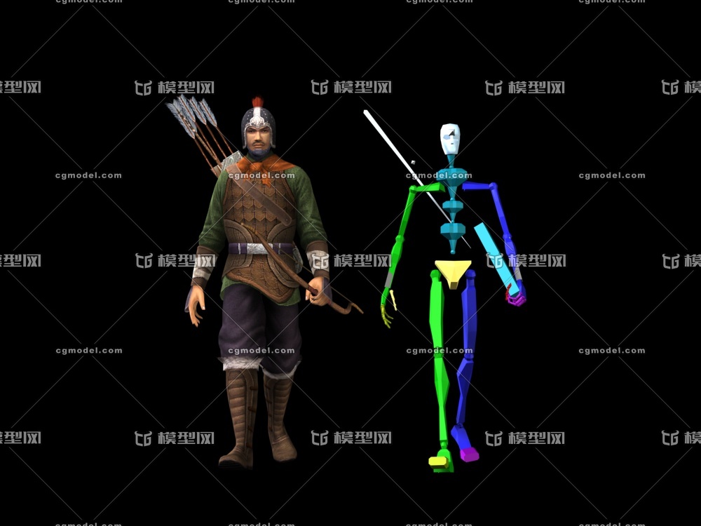 古代人物 士兵 弓箭手 bip骨骼