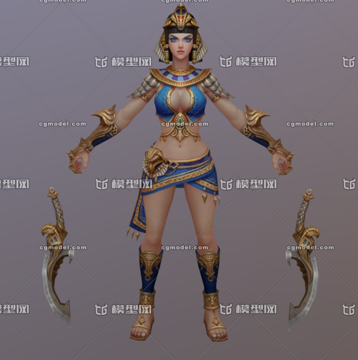 手绘古埃及女战士埃及女王