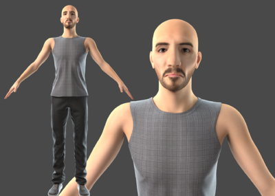 写实中老年男人老人老头大叔背心男性男人体带adv绑定灯光渲染