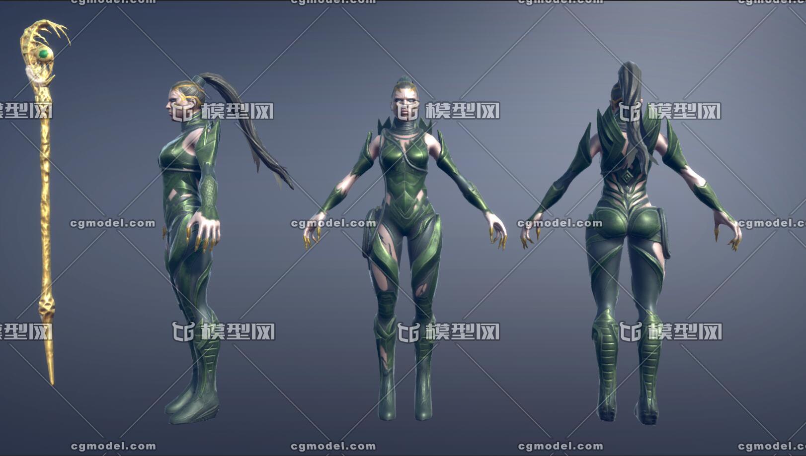 次世代人物模型 科幻机甲 女战士 写实 盔甲 带武器