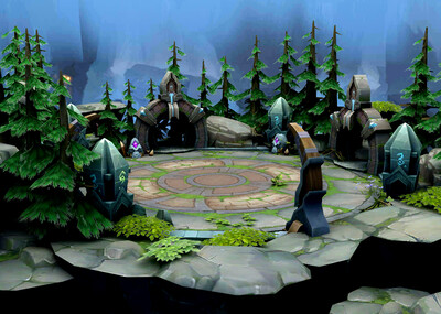 卡通游戏地图关卡场景擂台地形