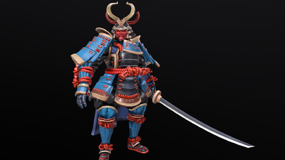 次时代pbr 日本武士 战士 武者 刺客 斗笠 面具 男人 盔甲 铠甲