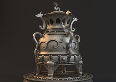 古铜香炉 炉子模型-场景部件模型库-3ds Max(.max)模型下载-cg模型网