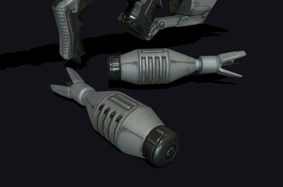 pbr科幻火箭筒火箭发射器带子弹