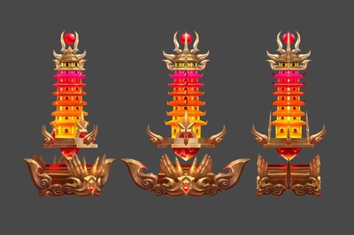 法宝 法器 玲珑宝塔 塔 武侠 仙侠 国风 手绘模型
