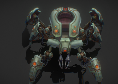 手绘 卡通 蜘蛛机器人坐骑 _xaa1108作品_车辆科幻车_cg模型网