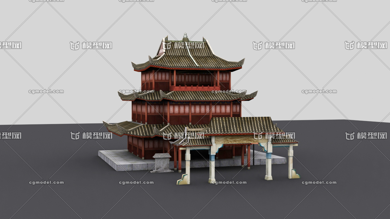 古建筑滕王阁_mh20100001作品_场景自然场景_cg模型网