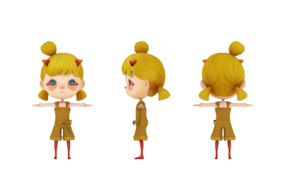 maya小女孩夏装 tpose 动画角色_dyk0001作品_人物孩子-女_cg模型网