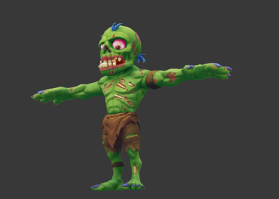 卡通q版动画角色丧尸绿色僵尸