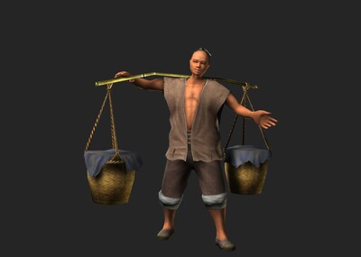 古代人物挑夫农民