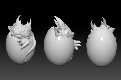 卡通萌龙蛋宝宝  可爱gk白模手办 wf2017夏会场限定 高木  3d打印