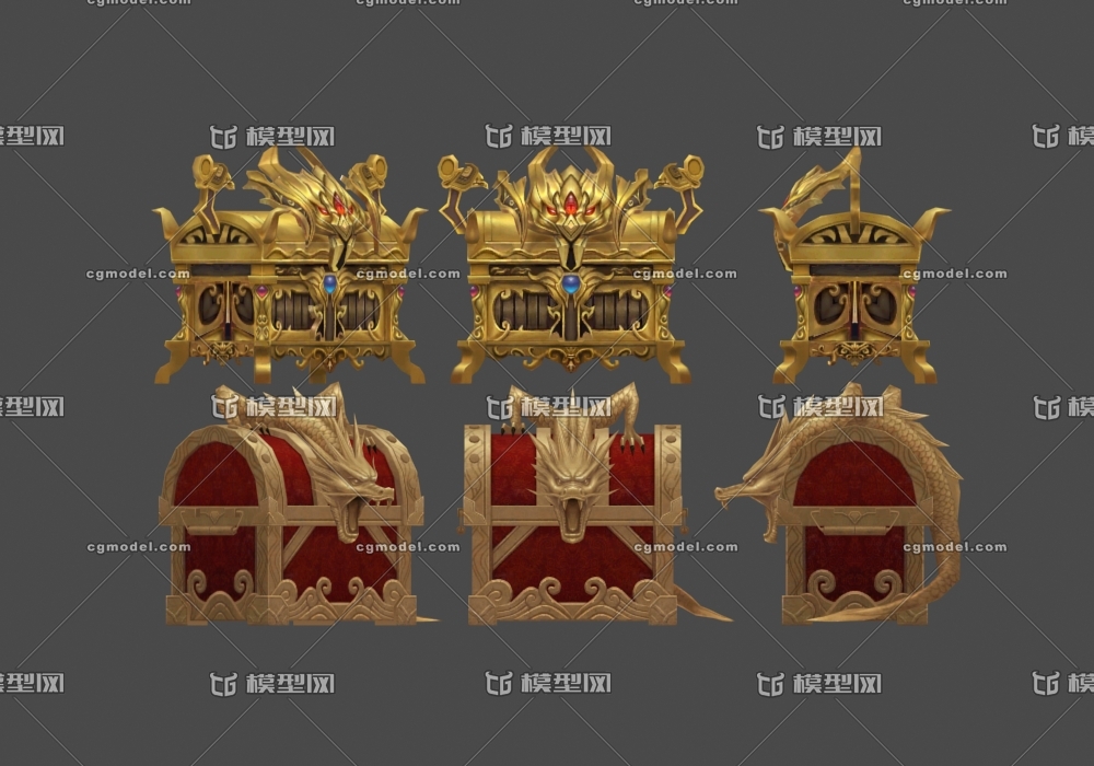 龙纹宝箱箱子高级国风古风写实