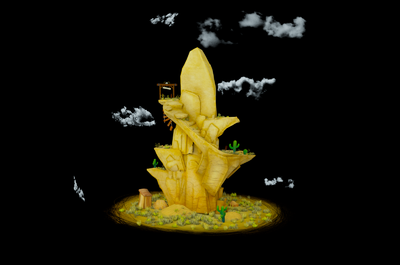 lowpoly沙漠悬崖石壁场景 悬崖 沙漠 完整场景 q版 低面 可爱 卡通山