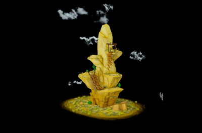 lowpoly沙漠悬崖石壁场景 悬崖 沙漠 完整场景 q版 低面 可爱 卡通山