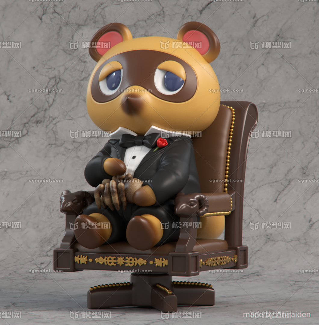 教父版动物森友会狸克手办模型